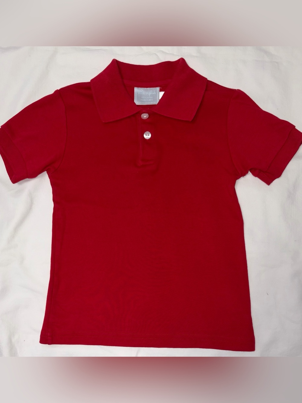 Little English boys red polo shirt sz 4T EUC smoke free home
